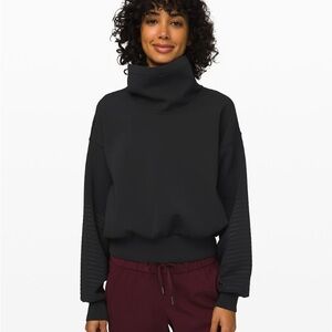 Lululemon Full Flourish Pullover Black Hip length Relaxed Fit Cowl-neck size S